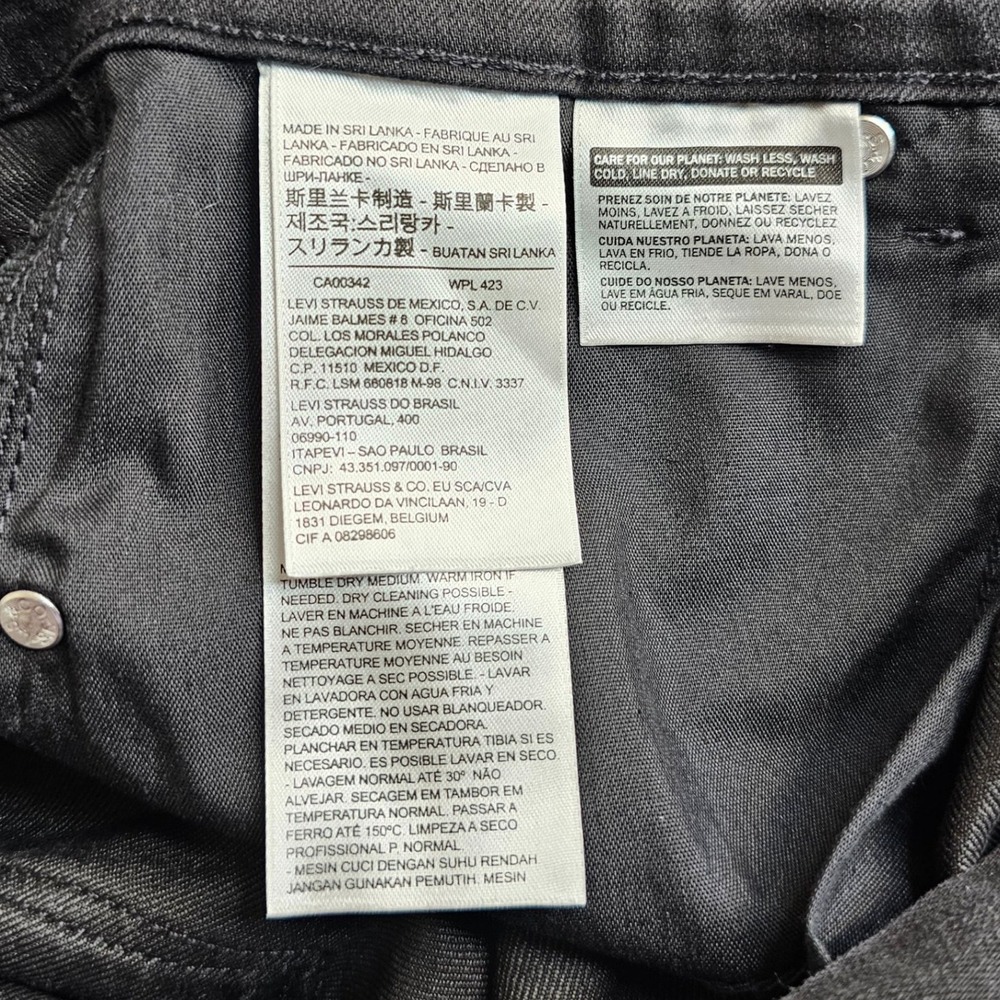 Levis 505 Straight Leg Jeans Womens 12 Black Denim Stretch Mid Rise Dark Wash - Picture 9 of 14